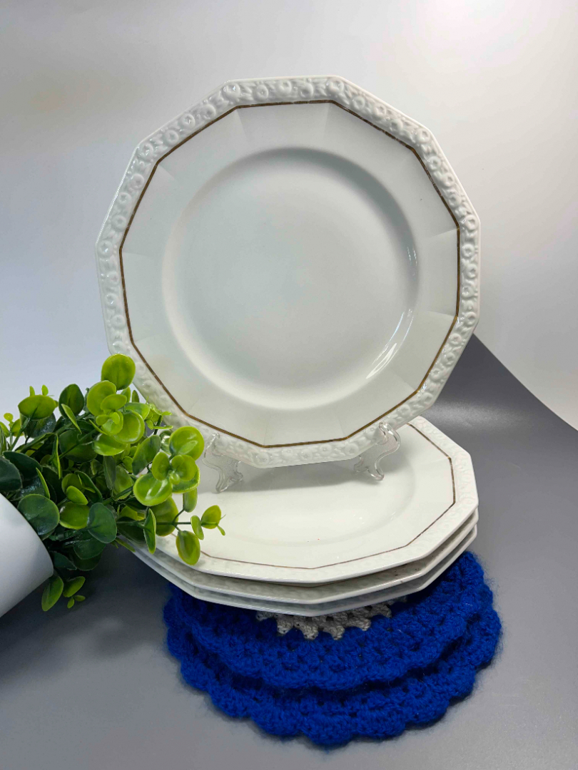 Тарелки постановочные Rosenthal, форма Maria. Фарфор с текстурой, позолота. Винтаж. Цена за 1шт. Картинка 1